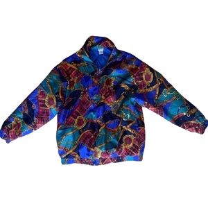 Vintage Avon Style 100% Silk 90’s Baroque Windbreaker Jacket Size XS